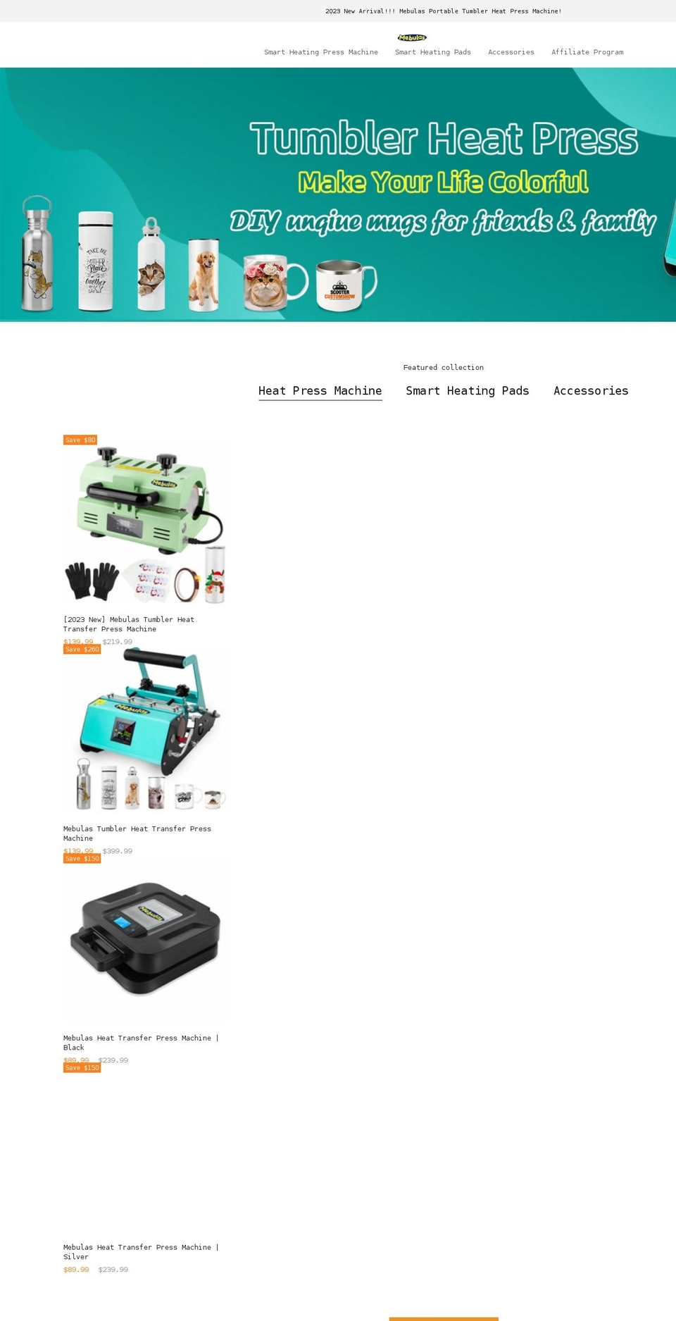 mebulas.com shopify website screenshot