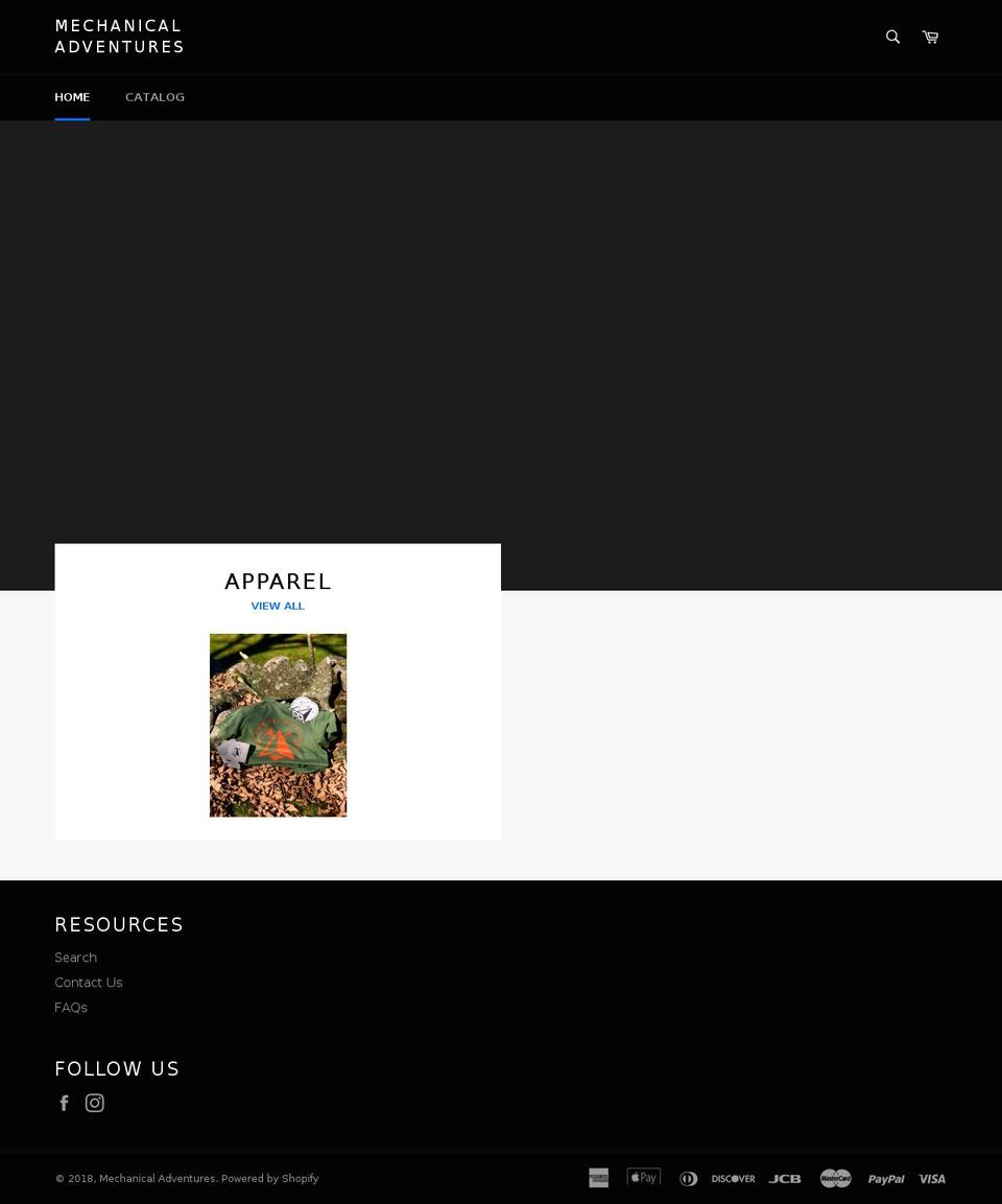 mechanicaladventures.com — Shopify storefront screenshot