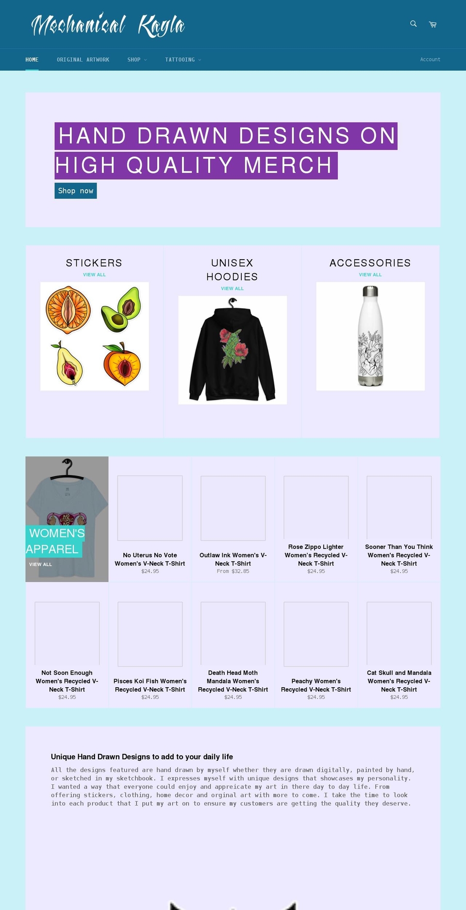 mechanicalkayla.com shopify website screenshot