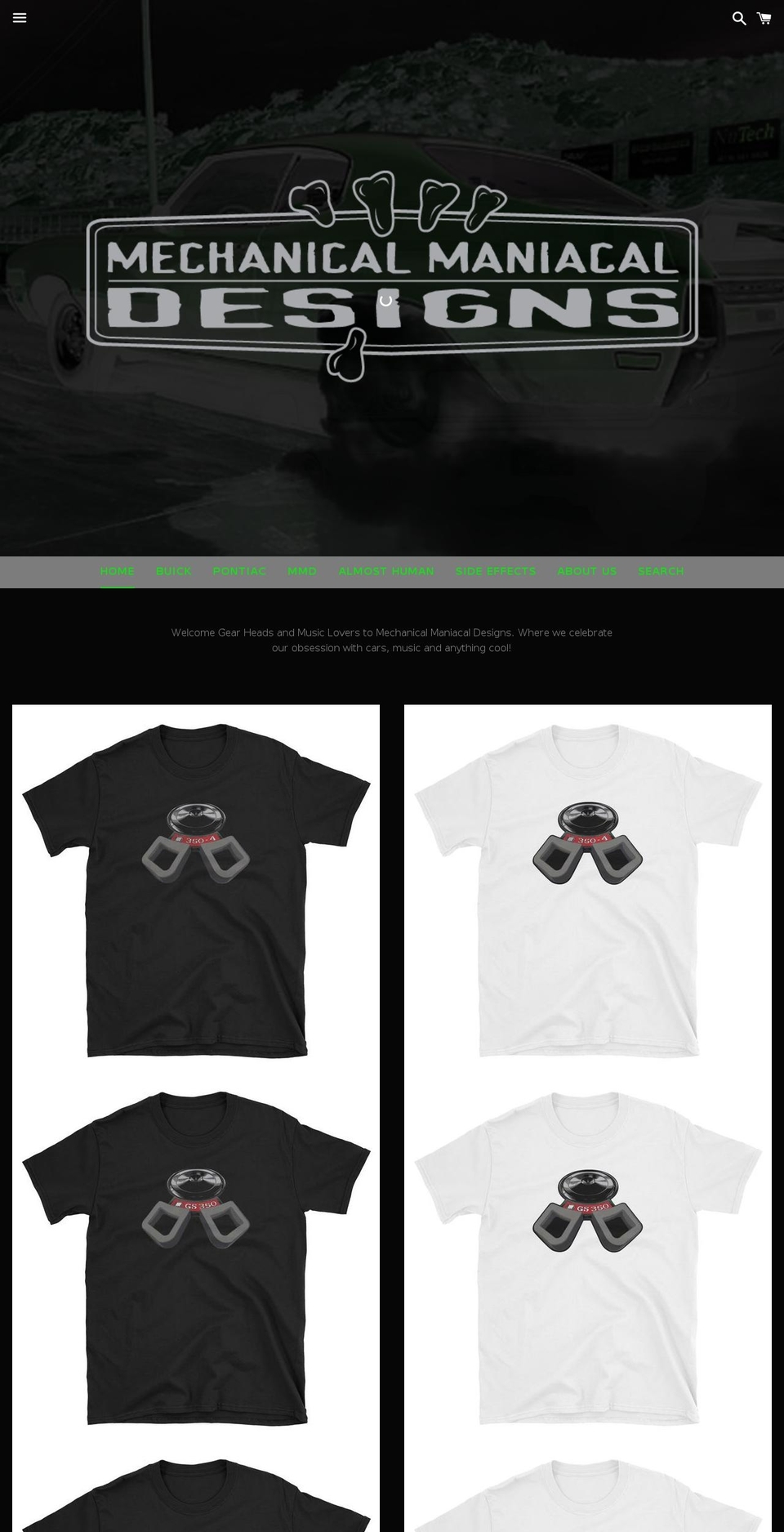 mechanicalmaniacaldesigns.com — Shopify storefront screenshot