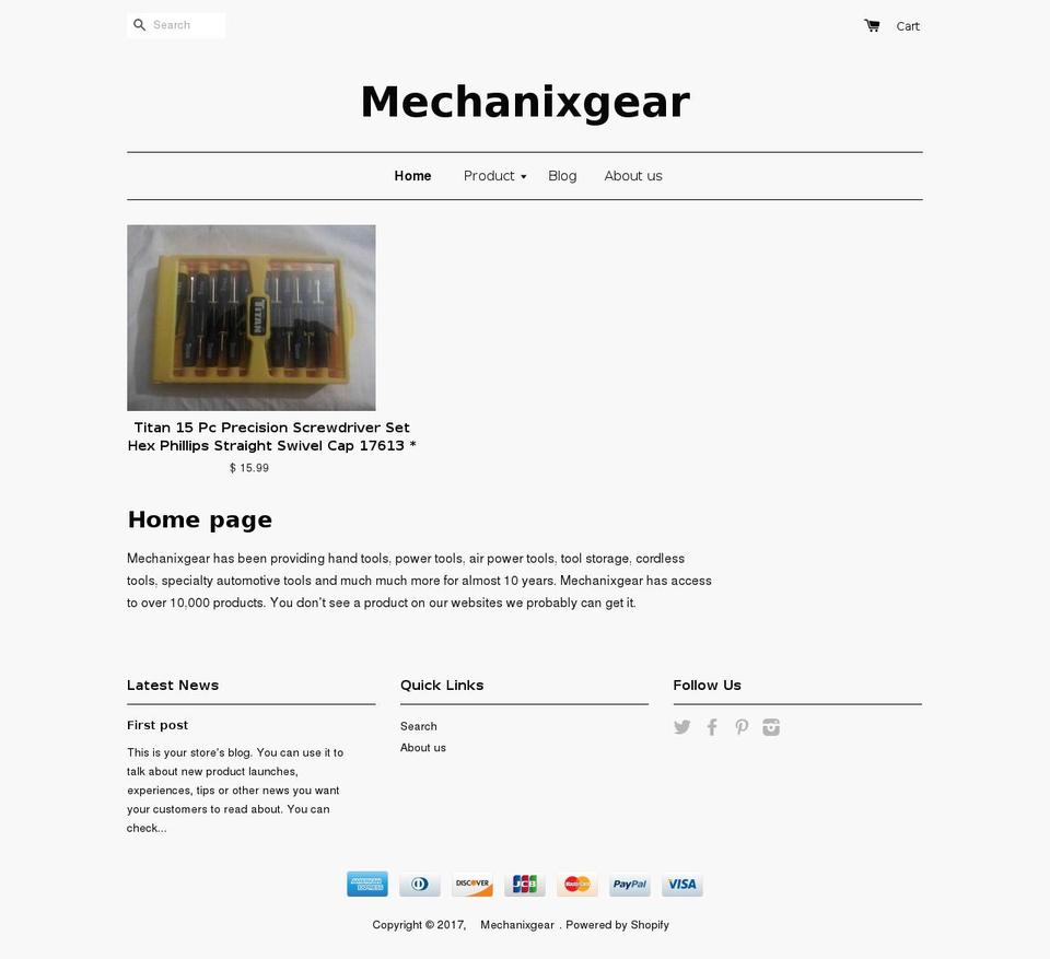 mechanixgear.com shopify website screenshot