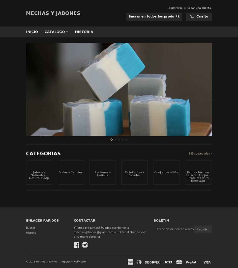 mechasyjabones.com — Shopify storefront screenshot