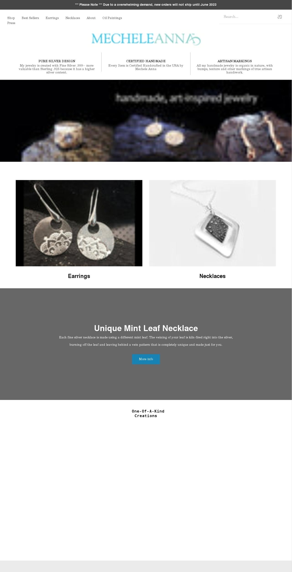 mecheleanna.com shopify website screenshot