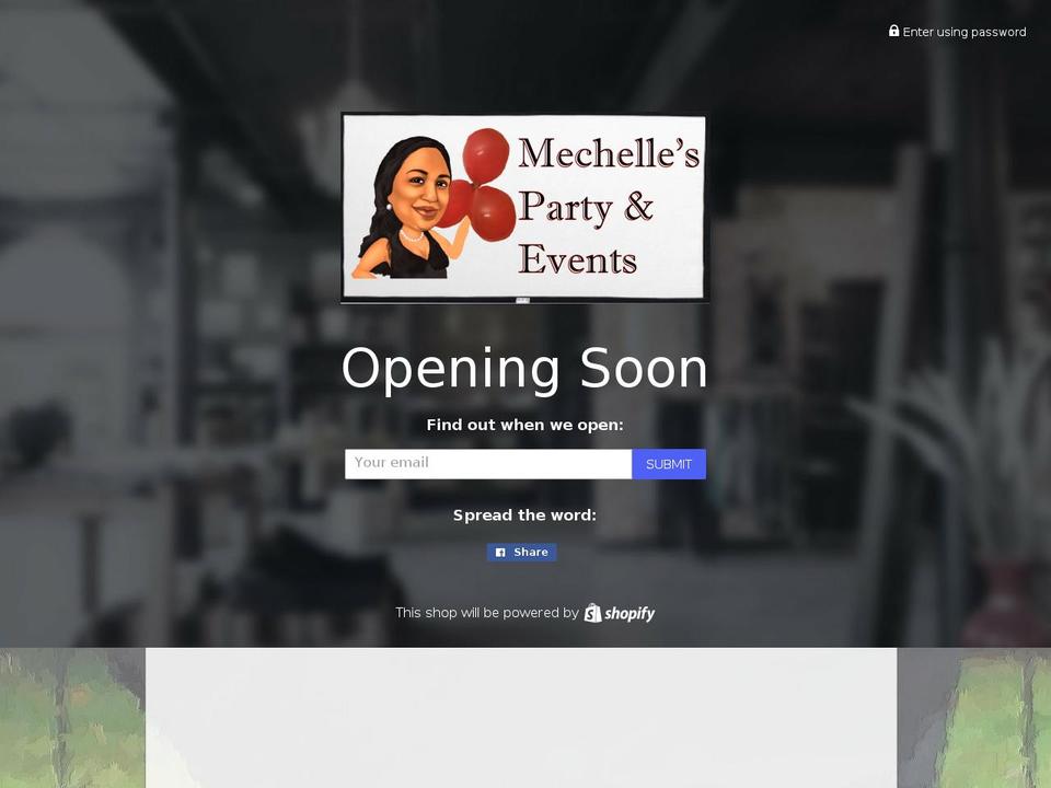 mechellesparty.com — Shopify storefront screenshot