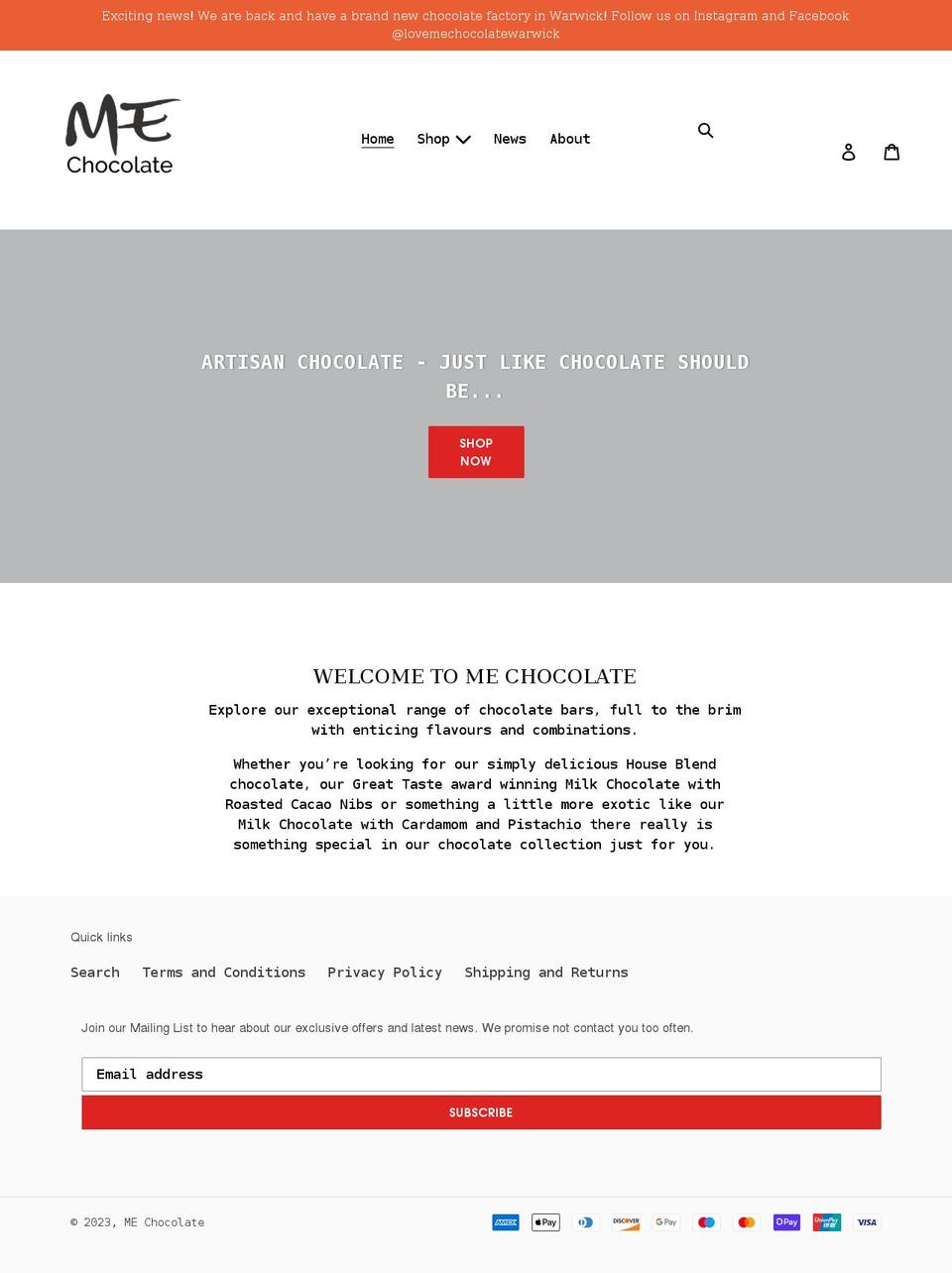 mechocolate.com shopify website screenshot
