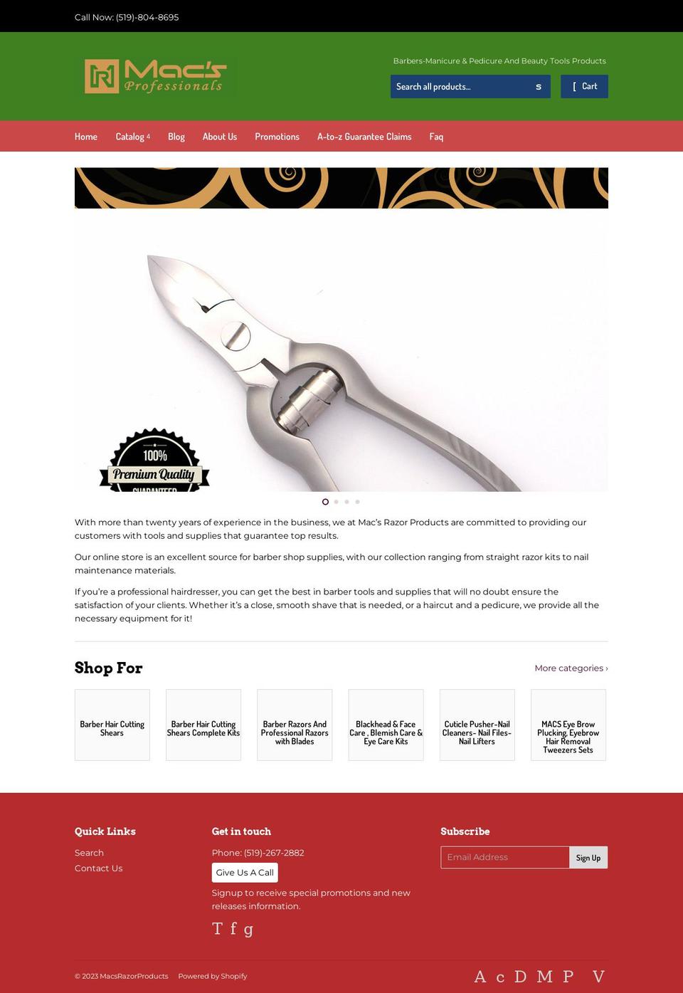 mecsrazorproducts.com — Shopify storefront screenshot