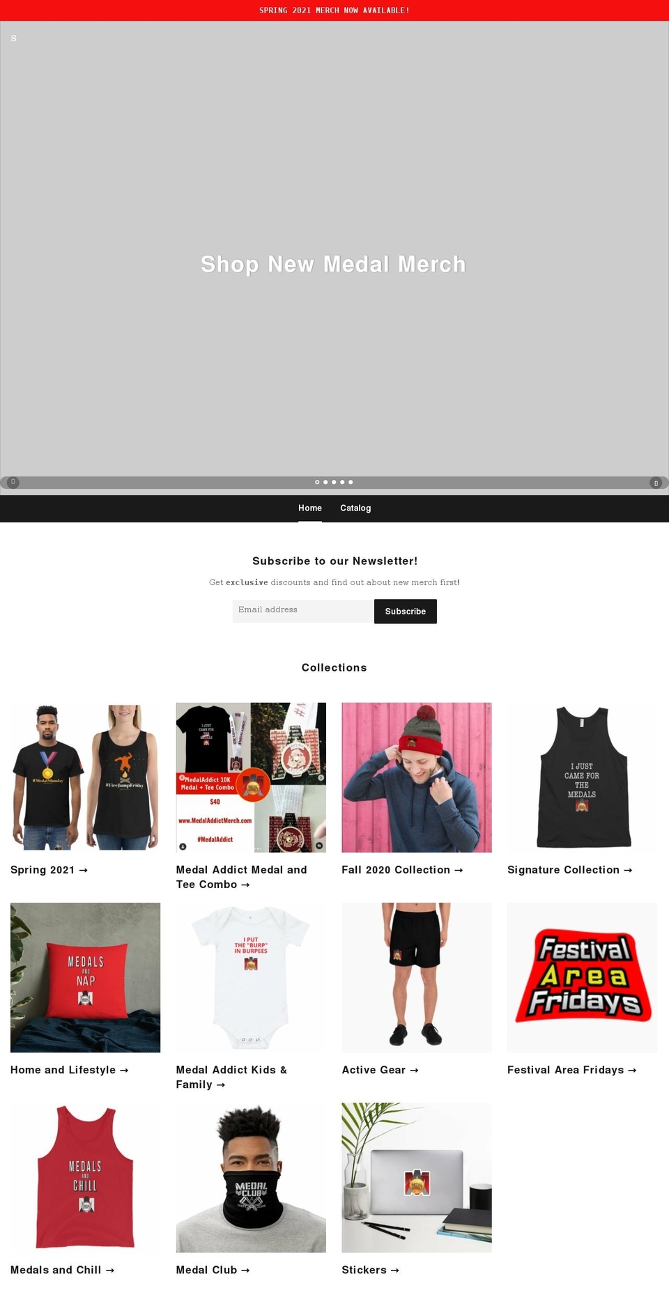 medaladdictmerch.com shopify website screenshot
