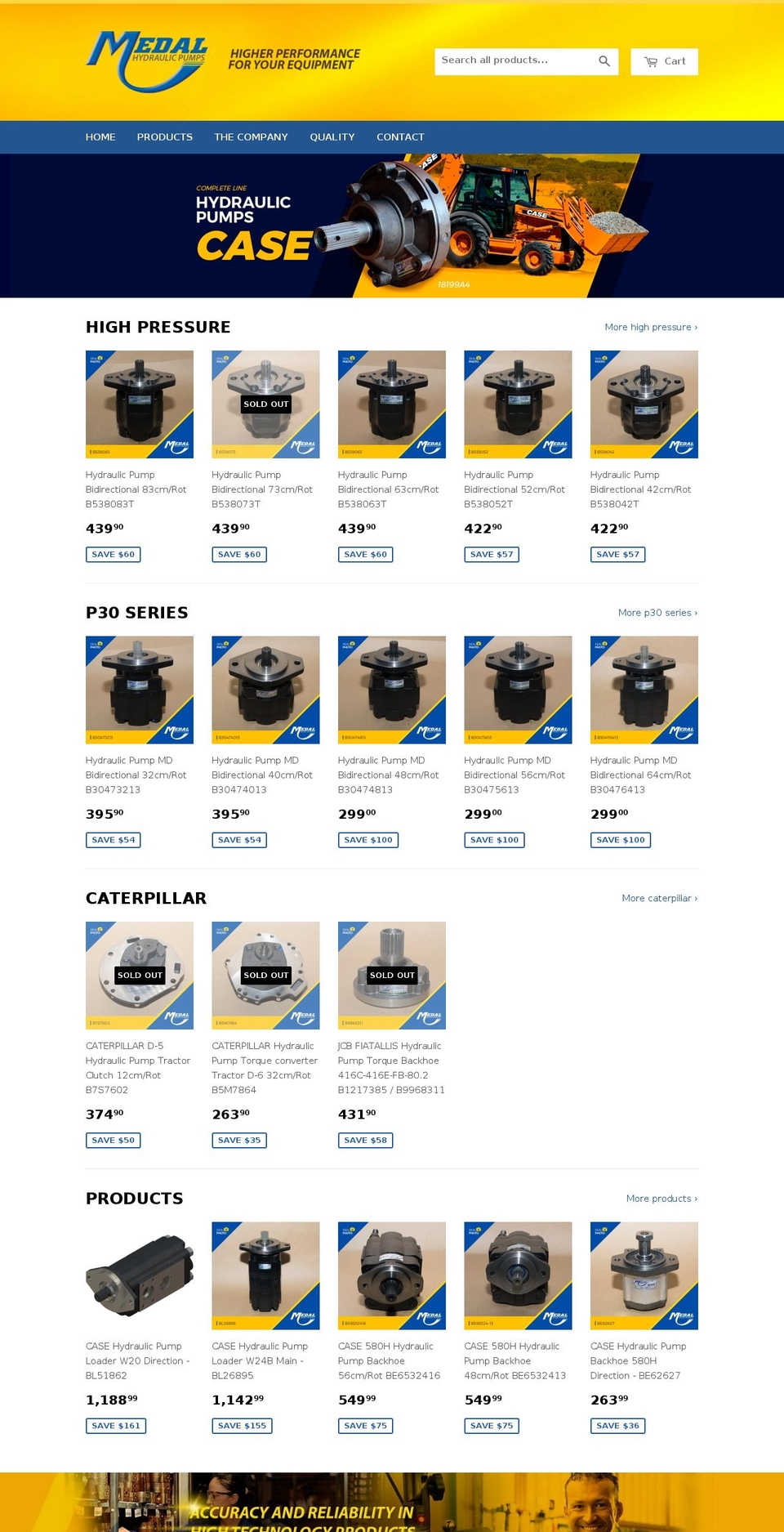 medalhydraulics.com — Shopify storefront screenshot