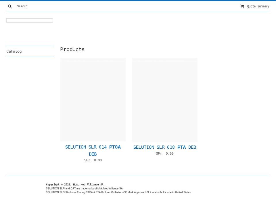 medalliance-swiss-medical-technology.myshopify.com shopify website screenshot