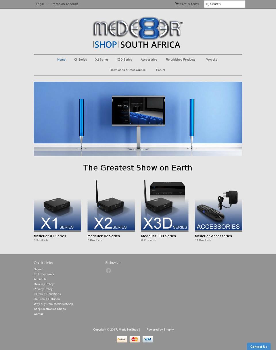 mede8ershop.co.za shopify website screenshot