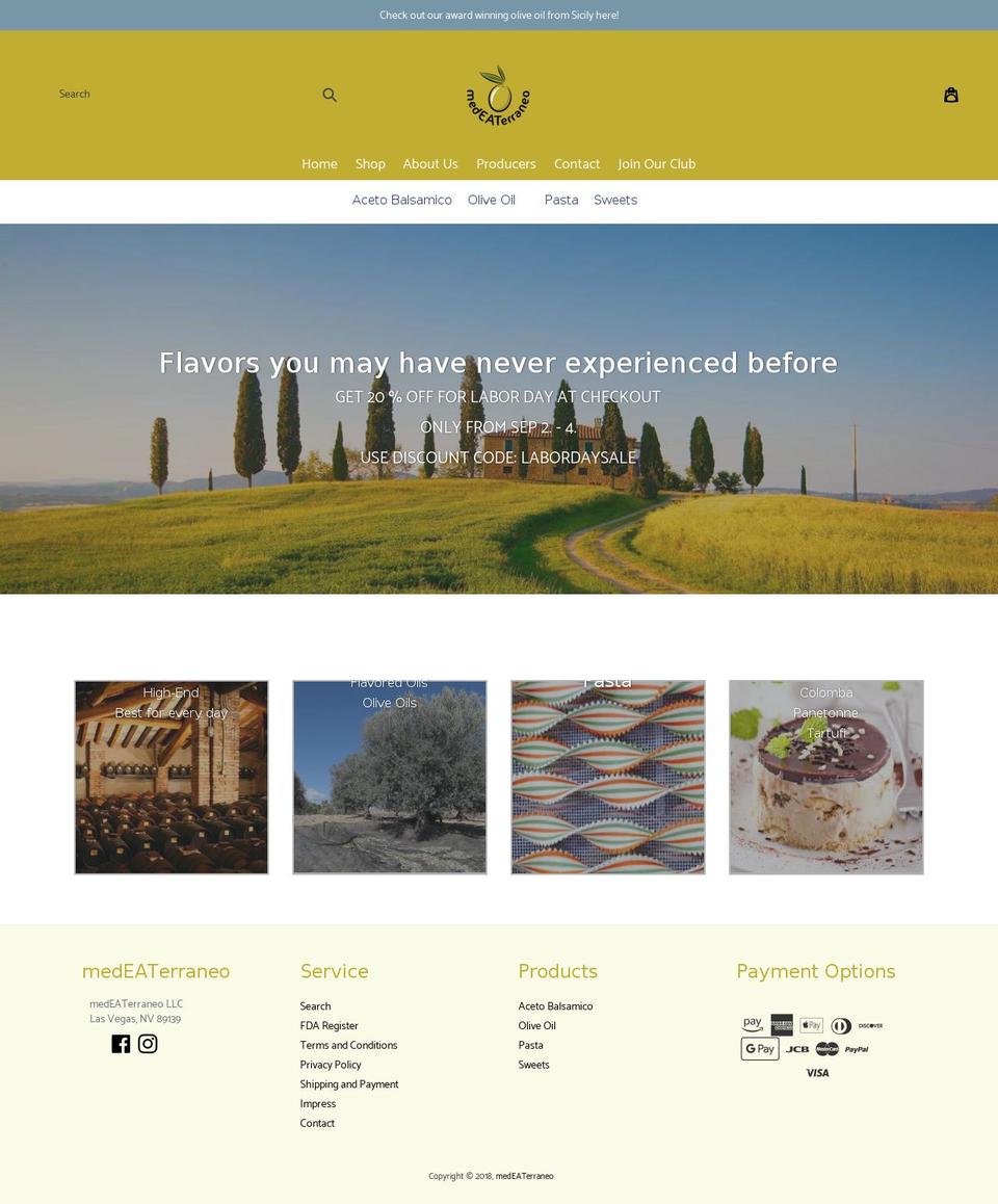 medeaterraneo.com — Shopify storefront screenshot