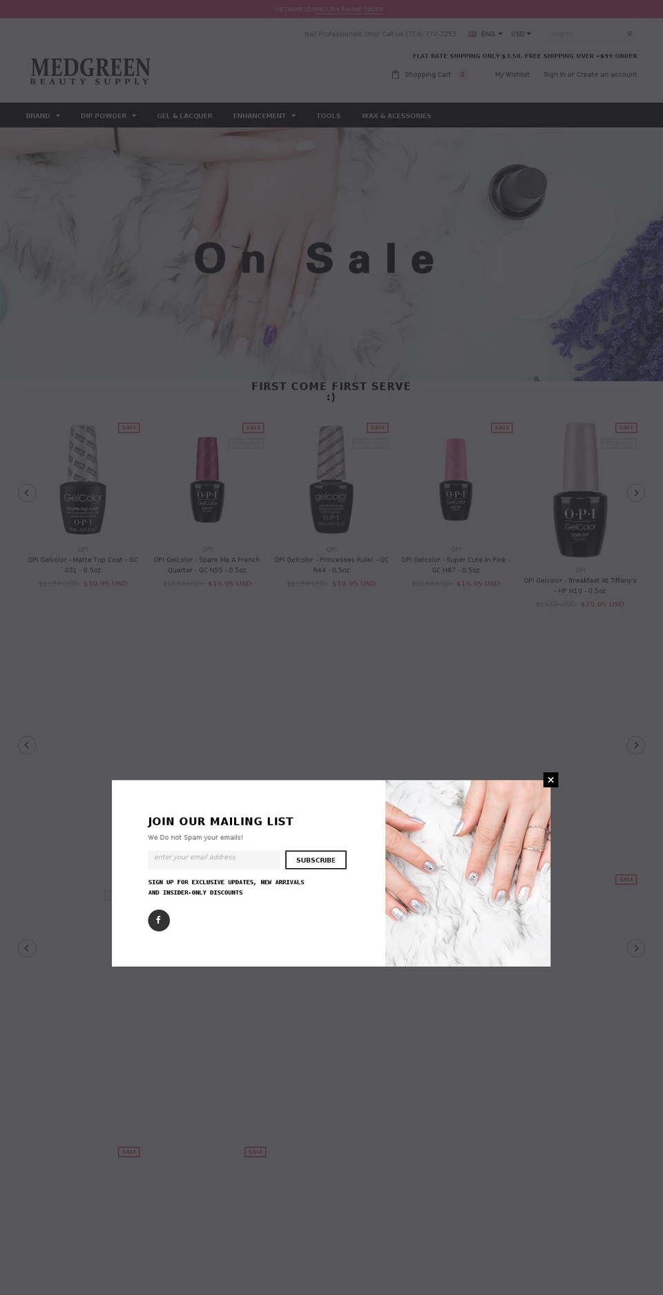 medgreenbeautysupply.com shopify website screenshot