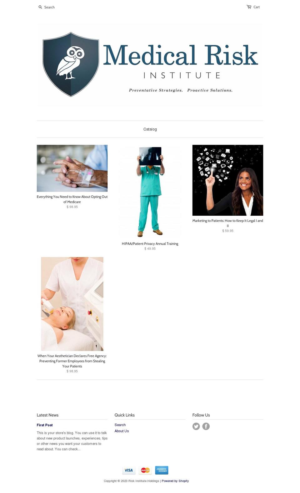 medical-risk-institute.myshopify.com shopify website screenshot