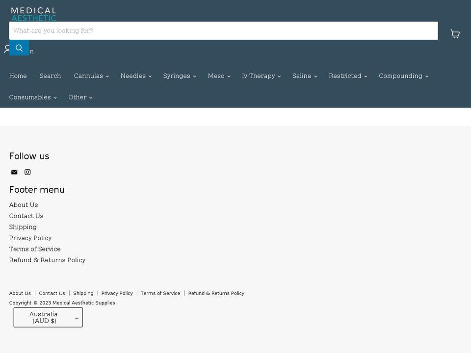 medicalaestheticsuppliesaustralia.com.au shopify website screenshot