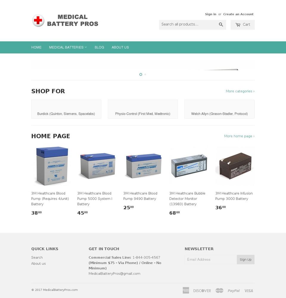 medicalbatterypros.com shopify website screenshot