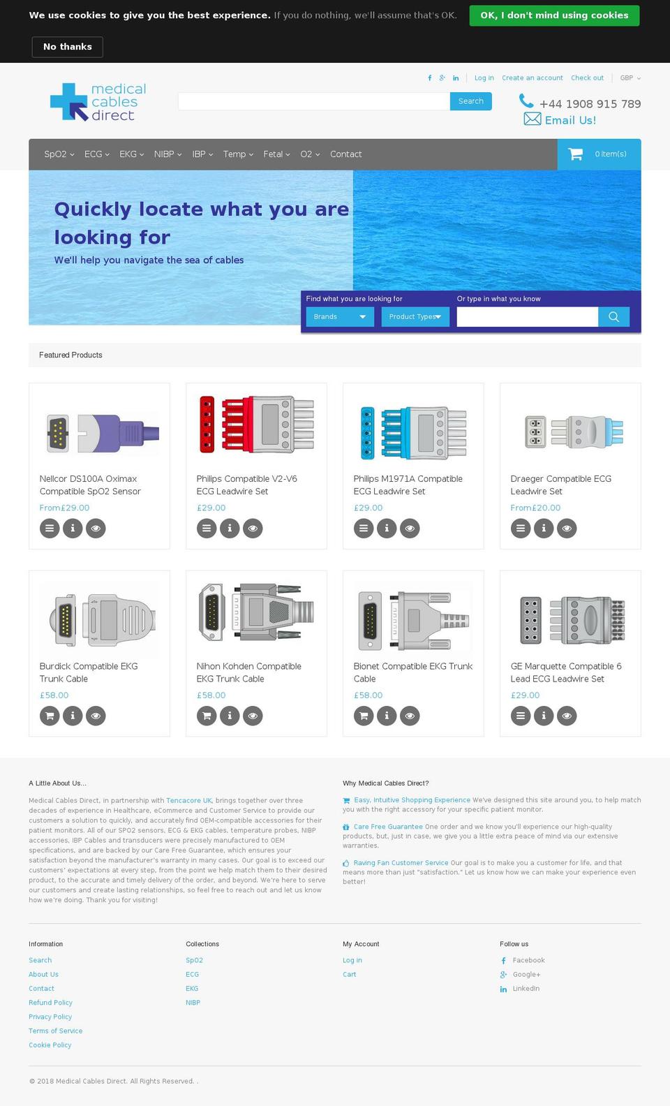 medicalcablesdirect.com shopify website screenshot