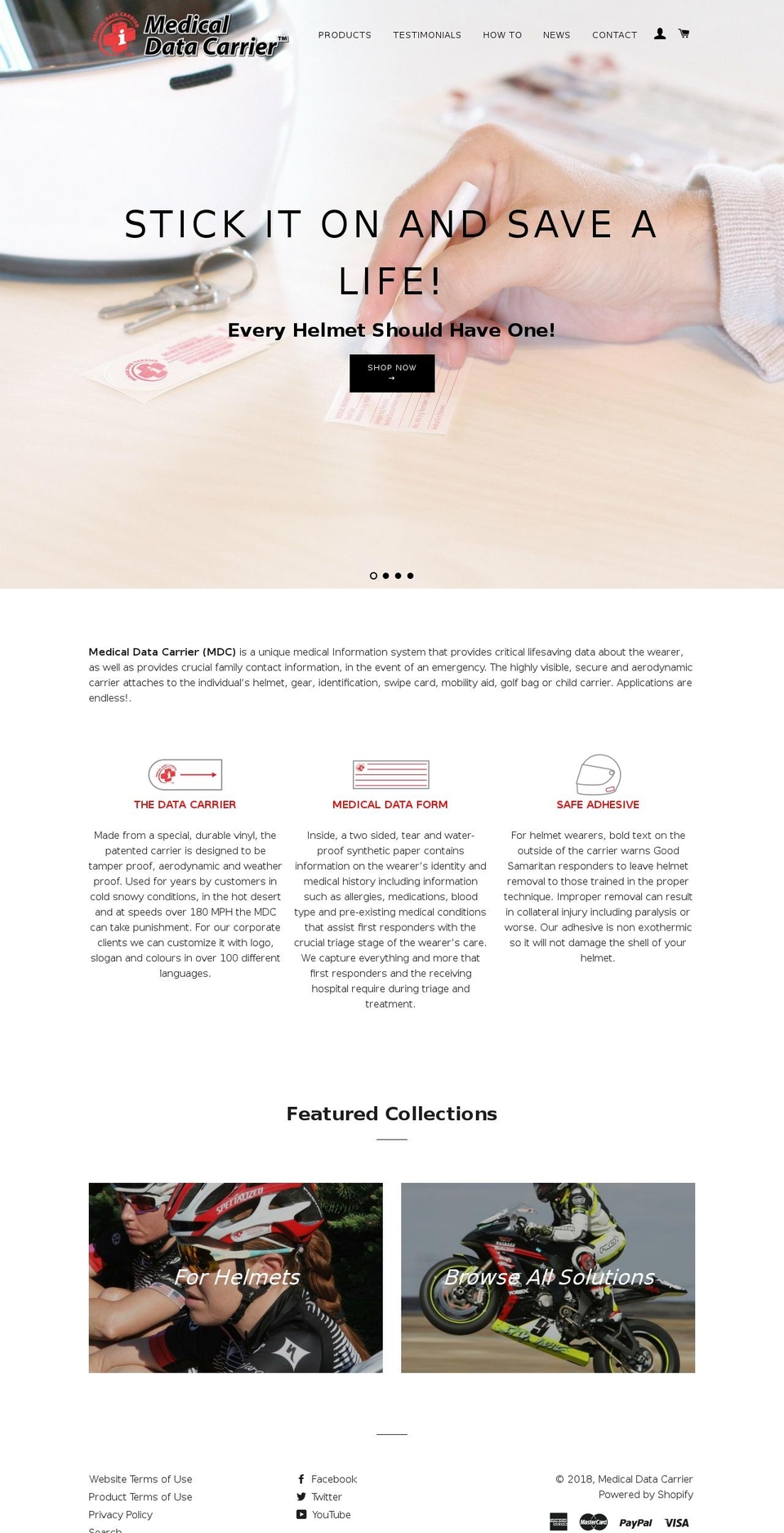medicaldatacarrier.ca shopify website screenshot