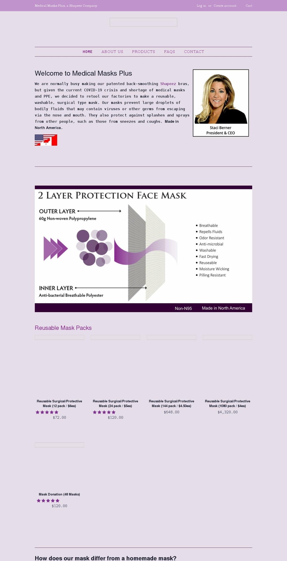 medicalmasksplus.com shopify website screenshot