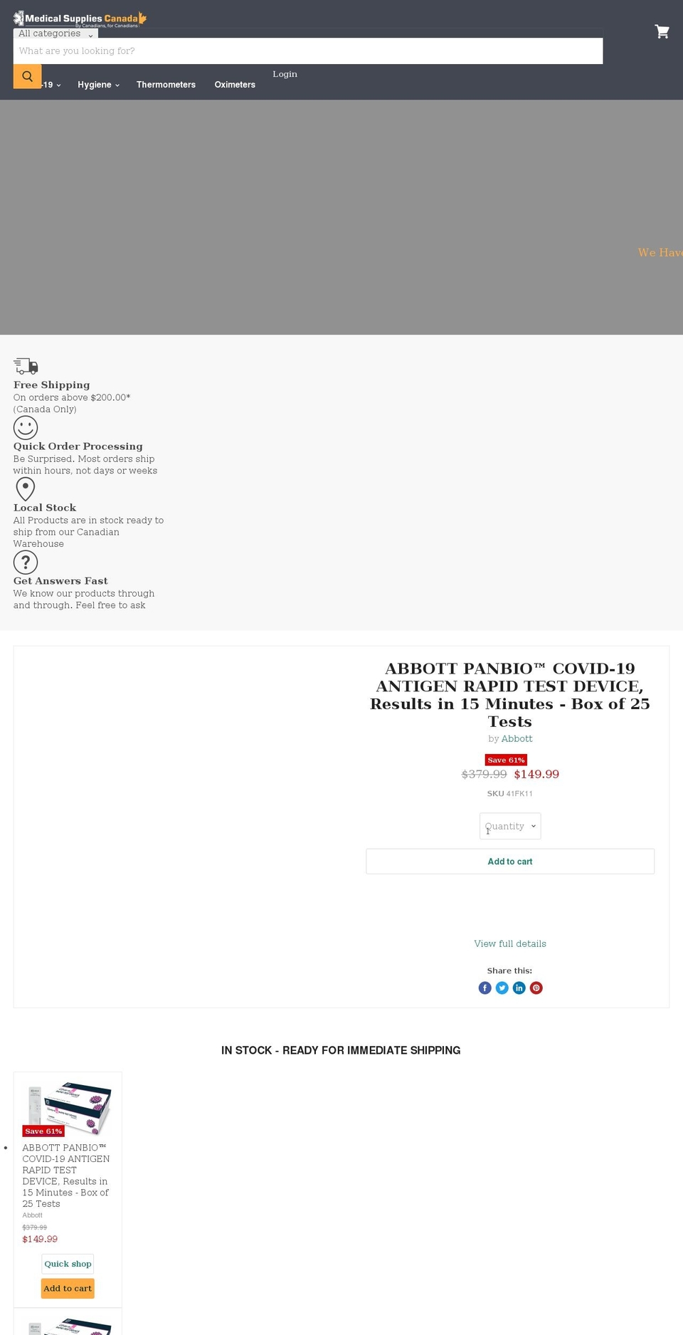 medicalsuppliescanada.com shopify website screenshot