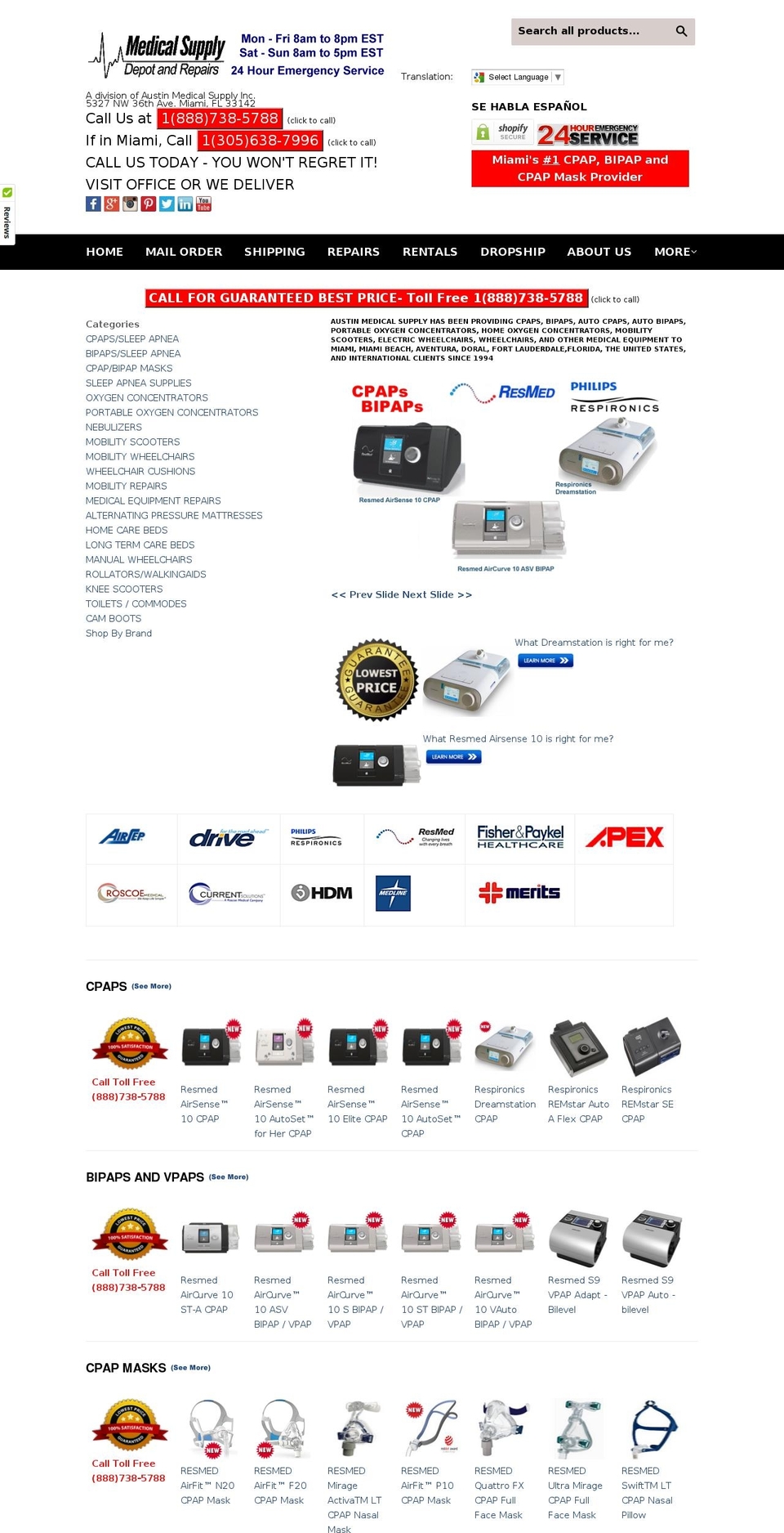 medicalsupplydepotandrepairs.com shopify website screenshot