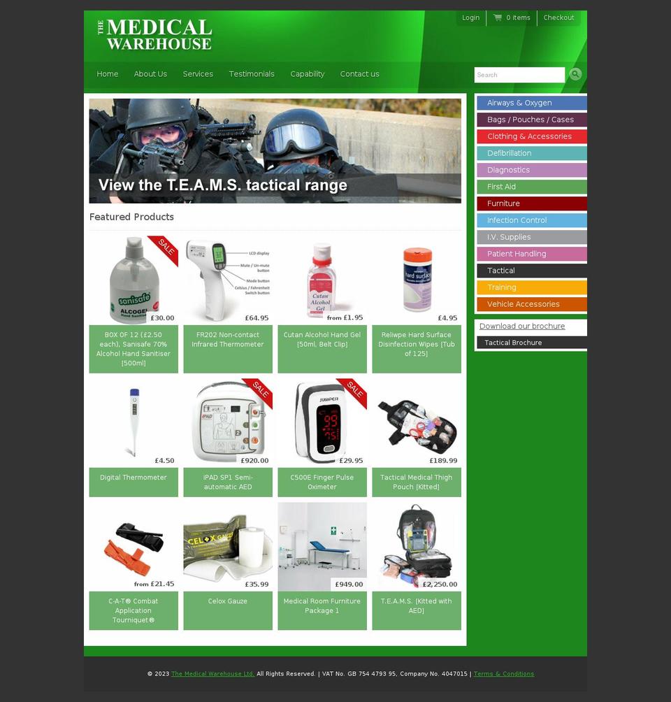 medicalwarehouse.co.uk shopify website screenshot