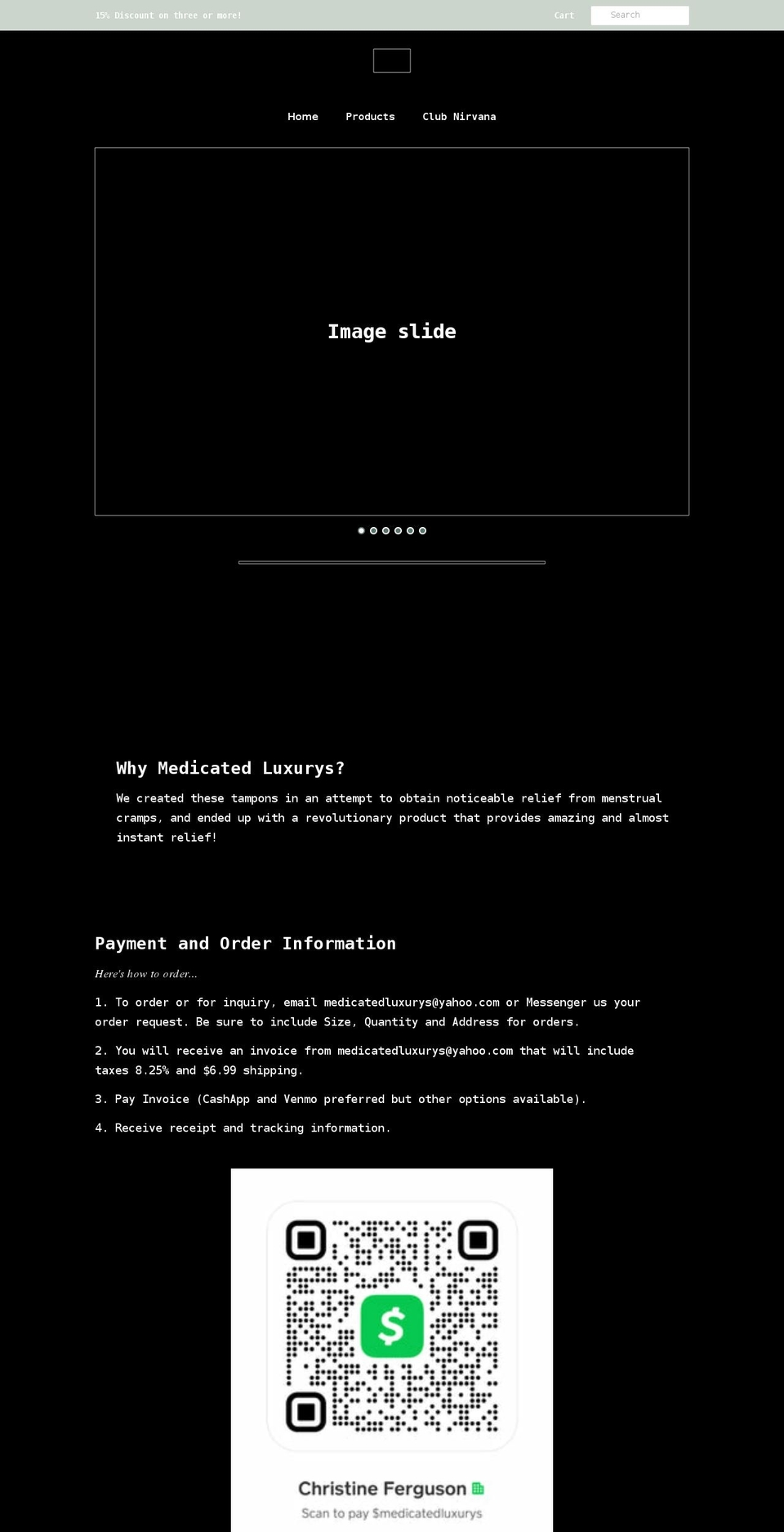 medicatedluxurys.com shopify website screenshot