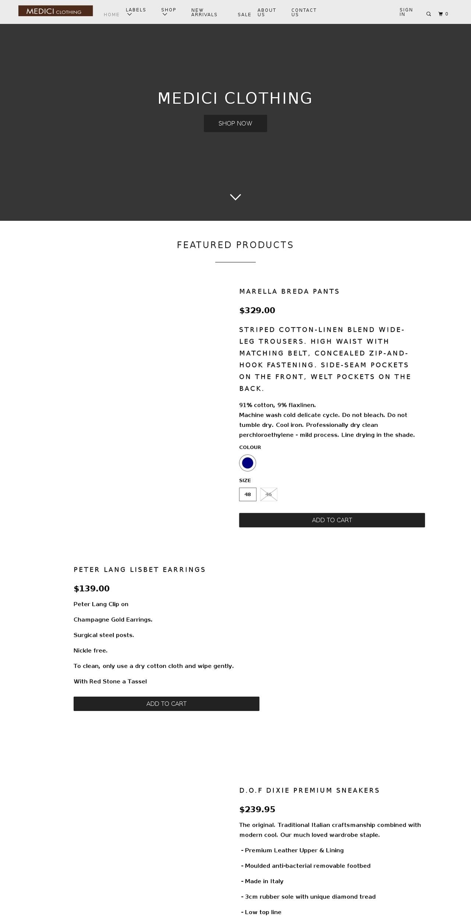 mediciclothing.com.au shopify website screenshot