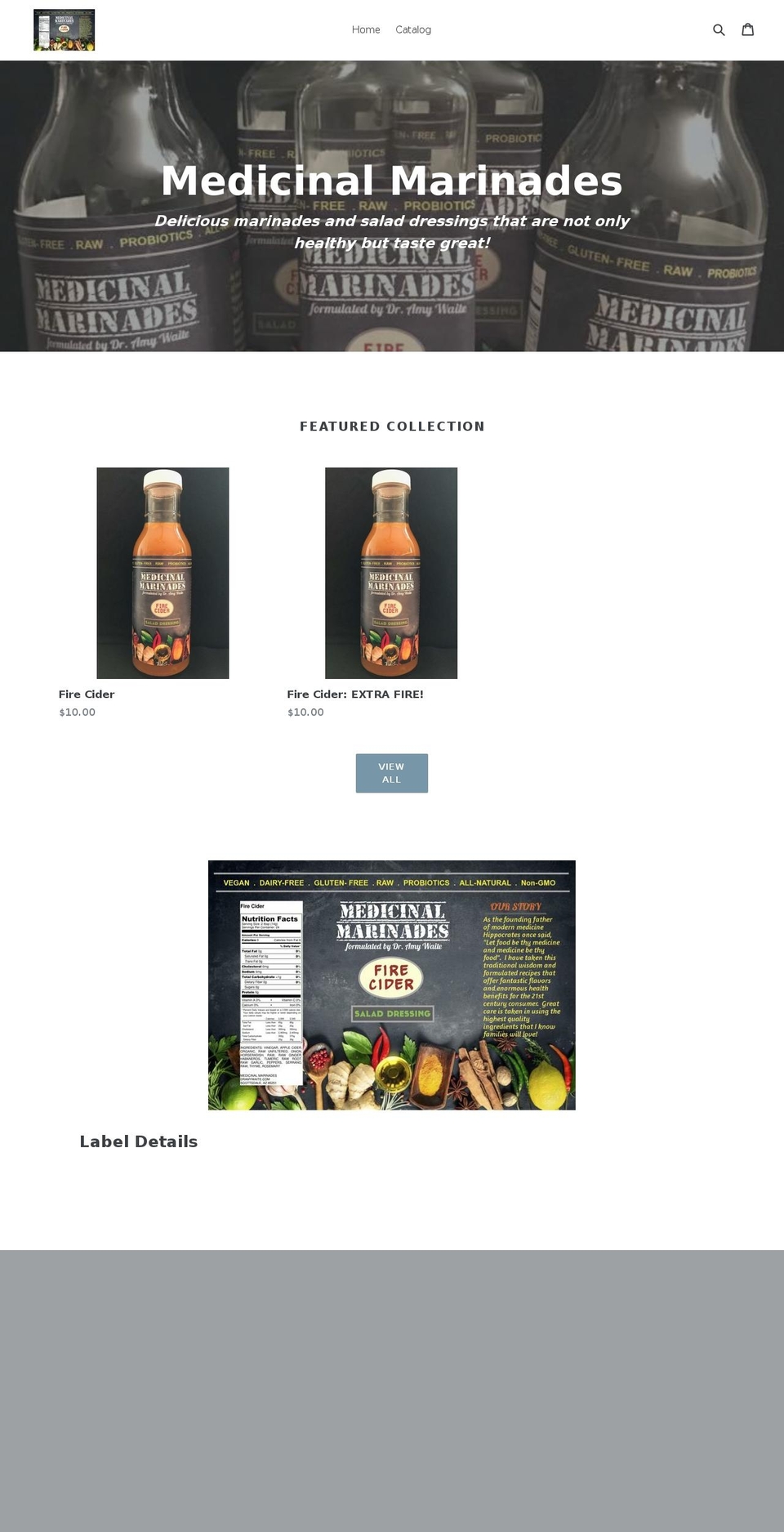 medicinalmarinades.net shopify website screenshot