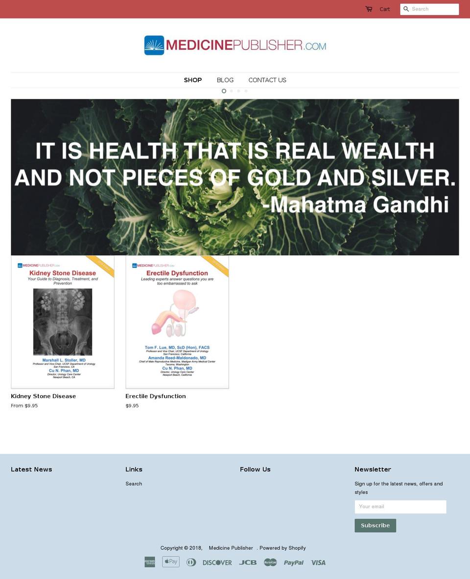 medicinepublisher.com — Shopify storefront screenshot