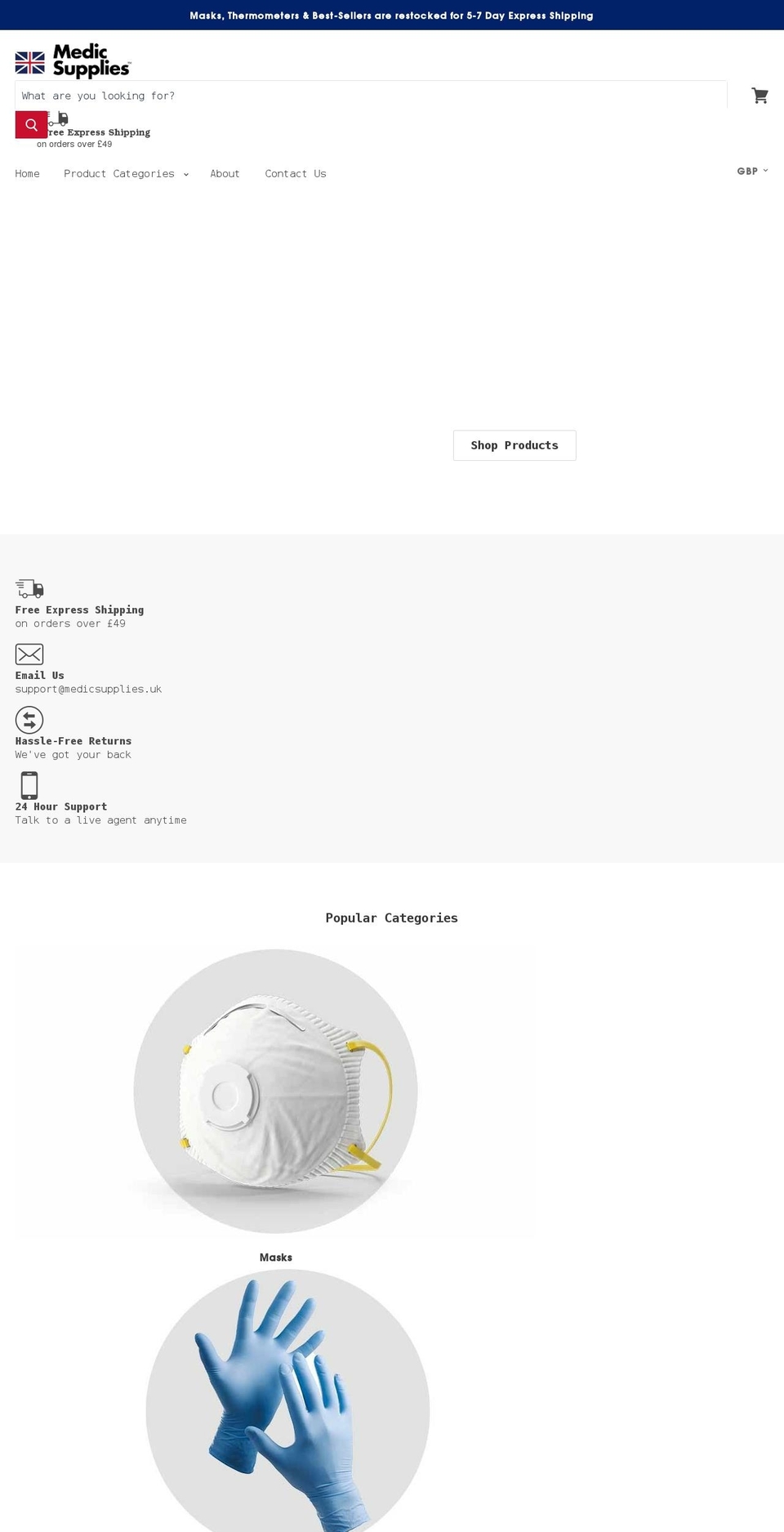 medicsupplies.uk shopify website screenshot