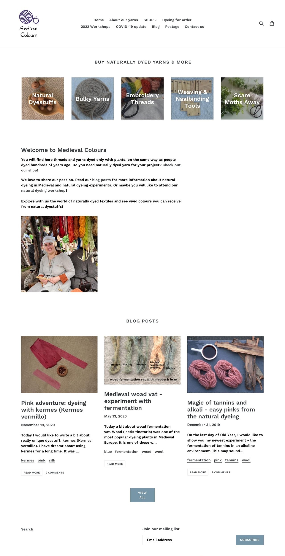 medieval-colours.co.uk shopify website screenshot