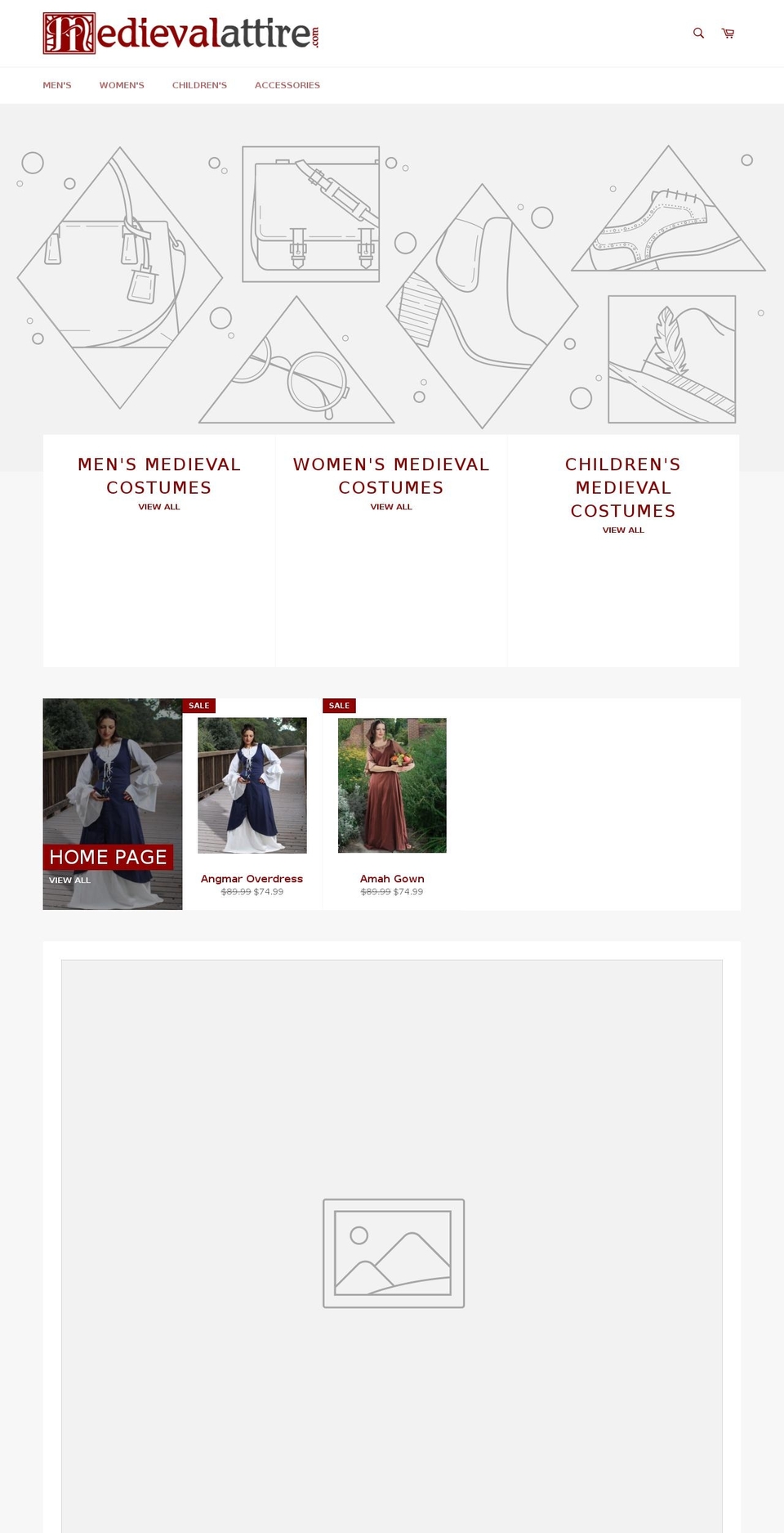 medievalattire.com — Shopify storefront screenshot