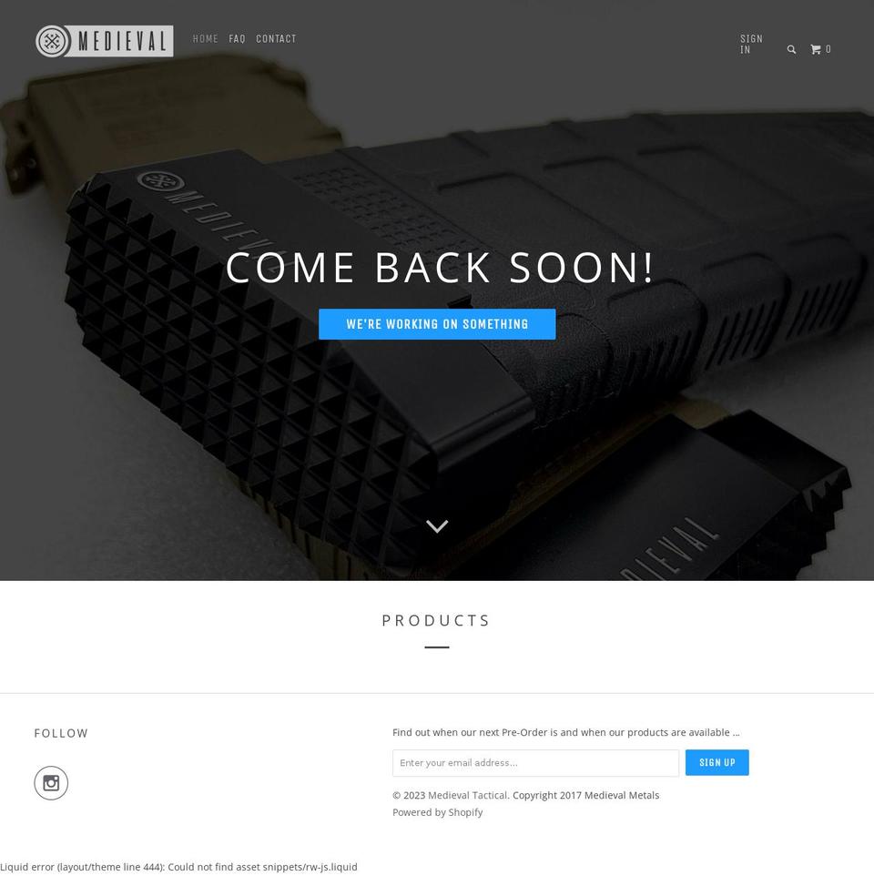 medievaledc.com — Shopify storefront screenshot