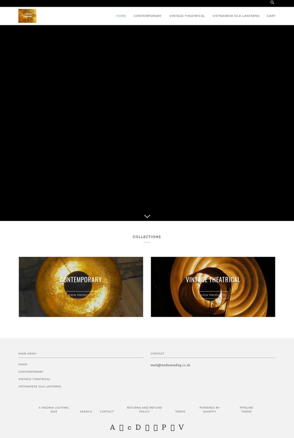 medinalighting.co.uk shopify website screenshot