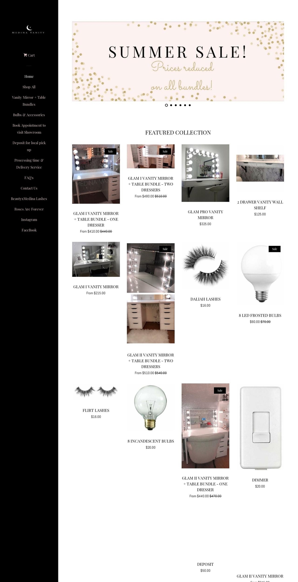 medinavanity.com — Shopify storefront screenshot