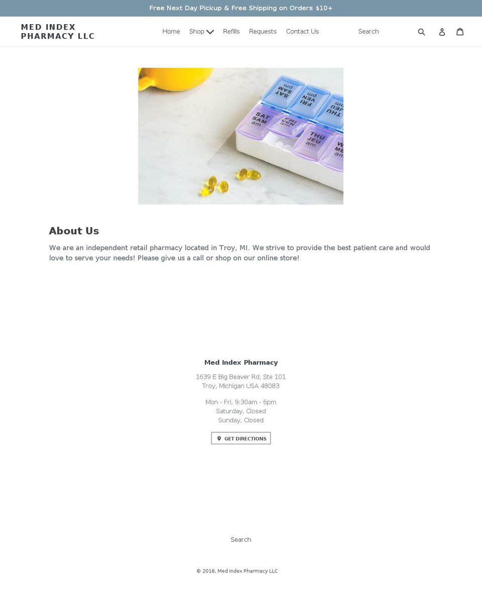 medindexpharmacy.com — Shopify storefront screenshot