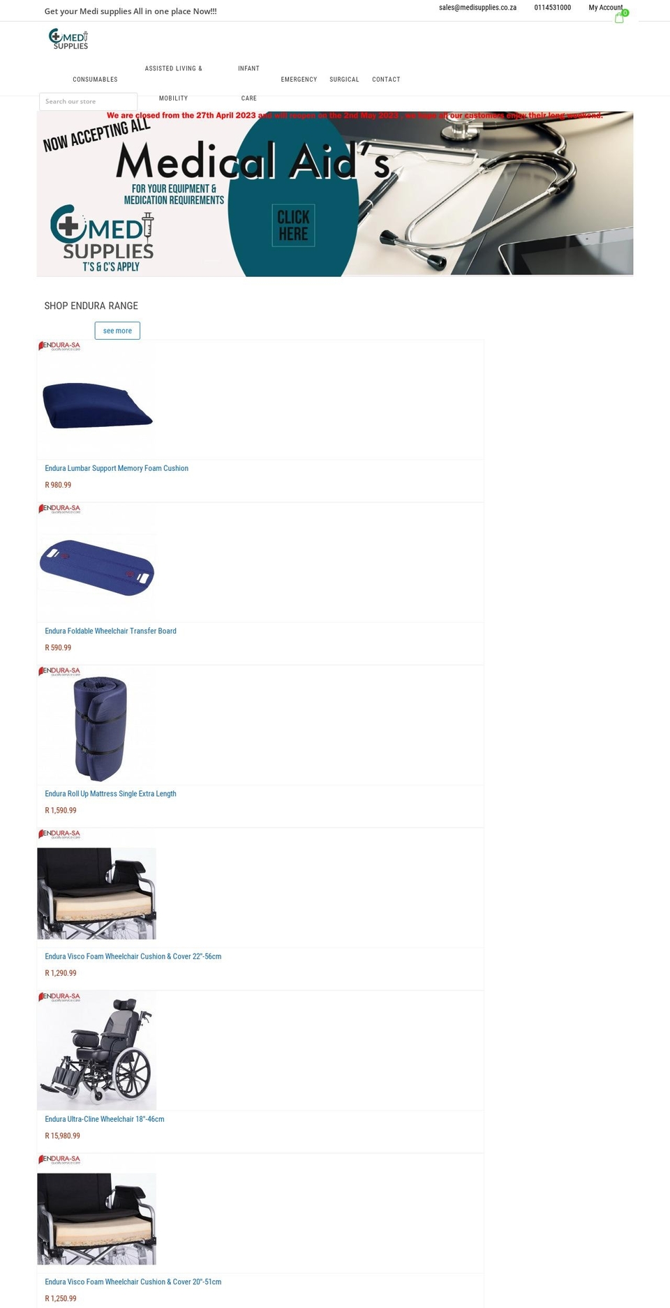 medisupplies.co.za shopify website screenshot