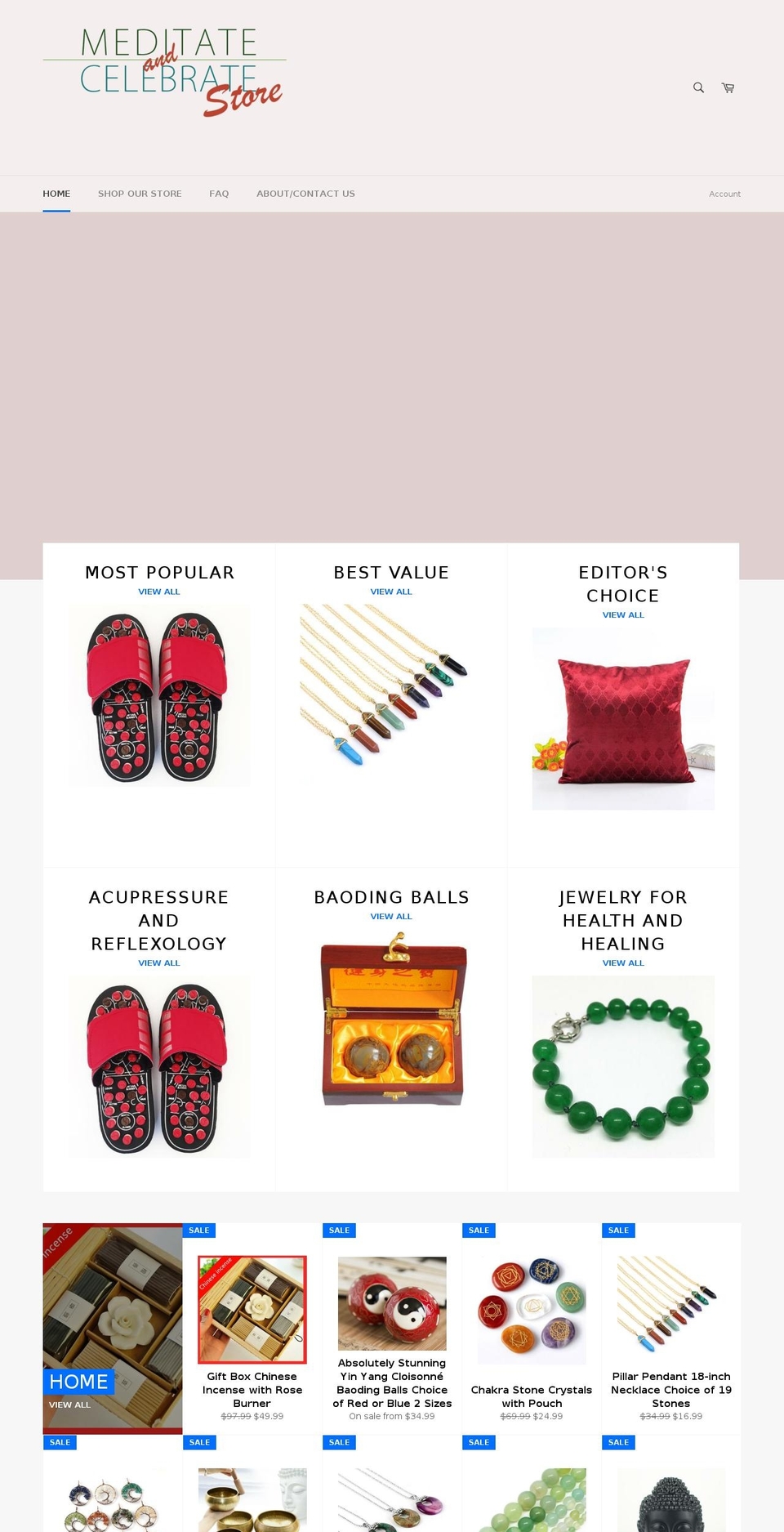meditateandcelebrate.com — Shopify storefront screenshot