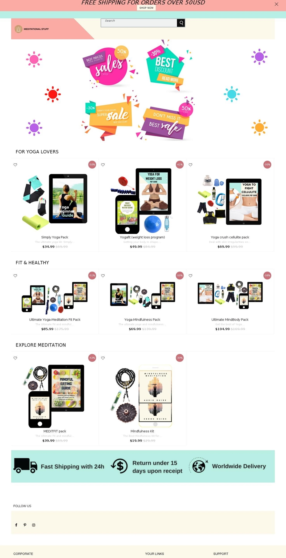 meditationalstuff.com shopify website screenshot