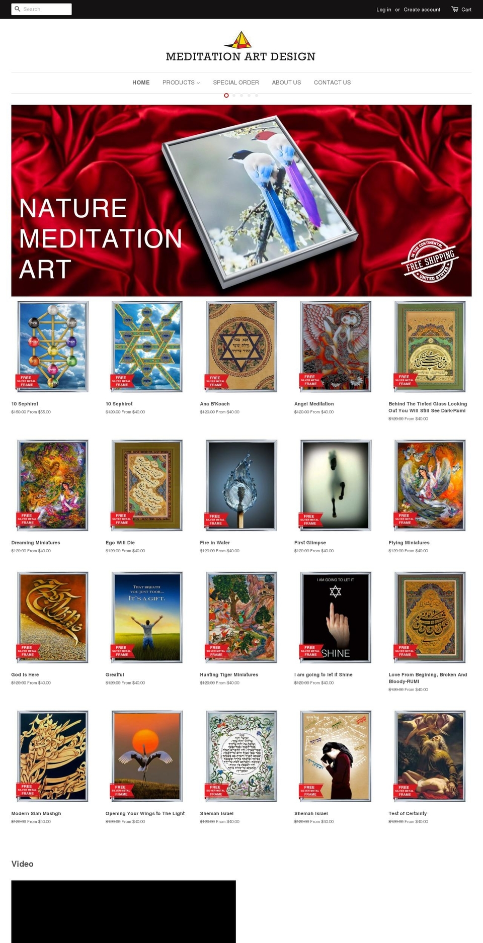 meditationartdesign.com — Shopify storefront screenshot