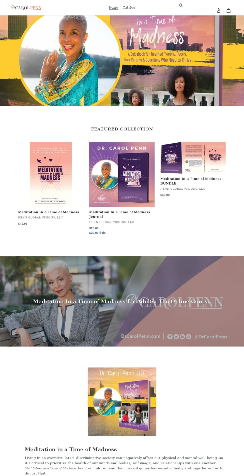 meditationinatimeofmadness.myshopify.com shopify website screenshot