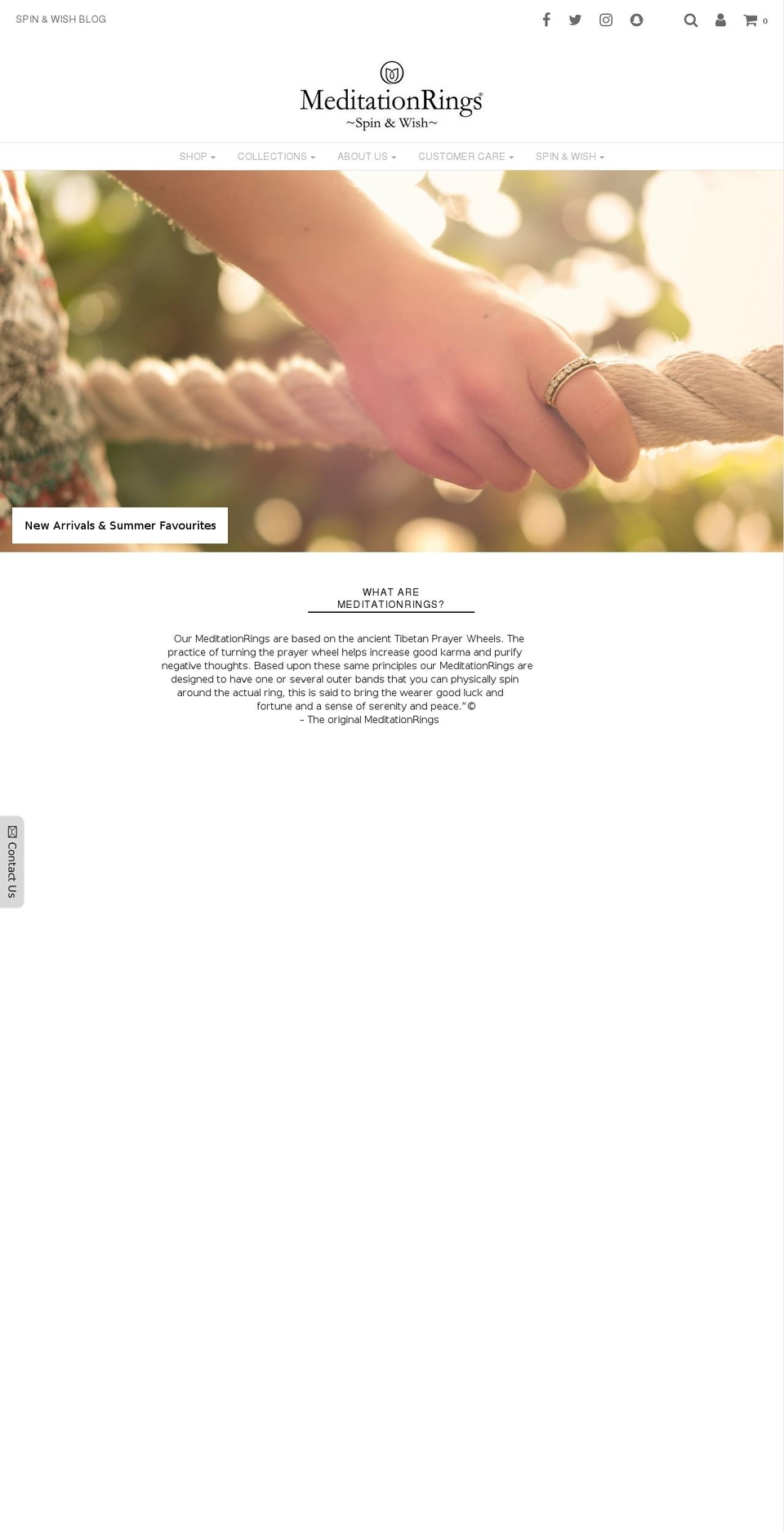 meditationrings.org shopify website screenshot