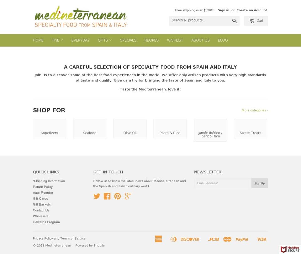 mediterraneanathome.com — Shopify storefront screenshot