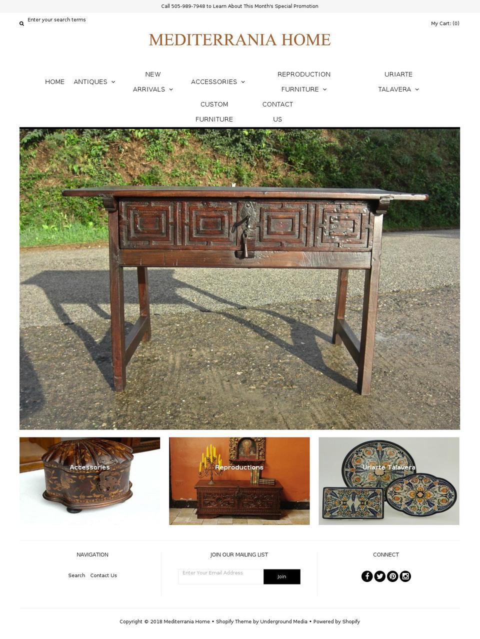 mediterraniahome.com shopify website screenshot