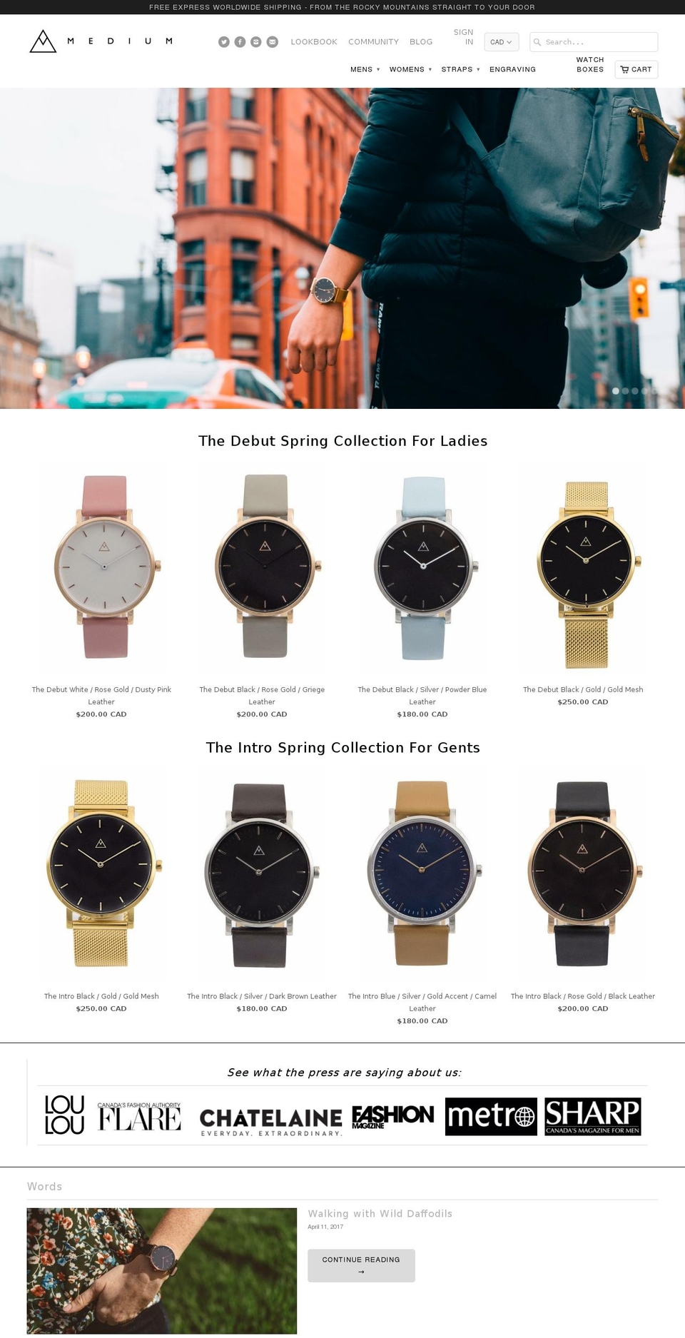 mediumwatches.org shopify website screenshot