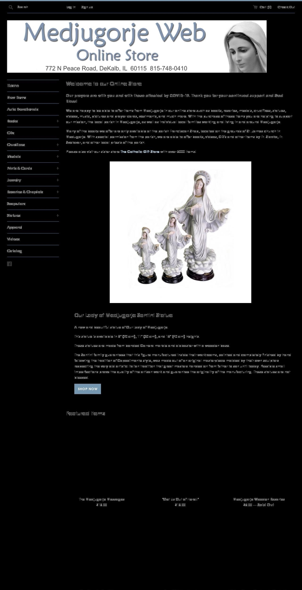 medjugorjeweb.com shopify website screenshot