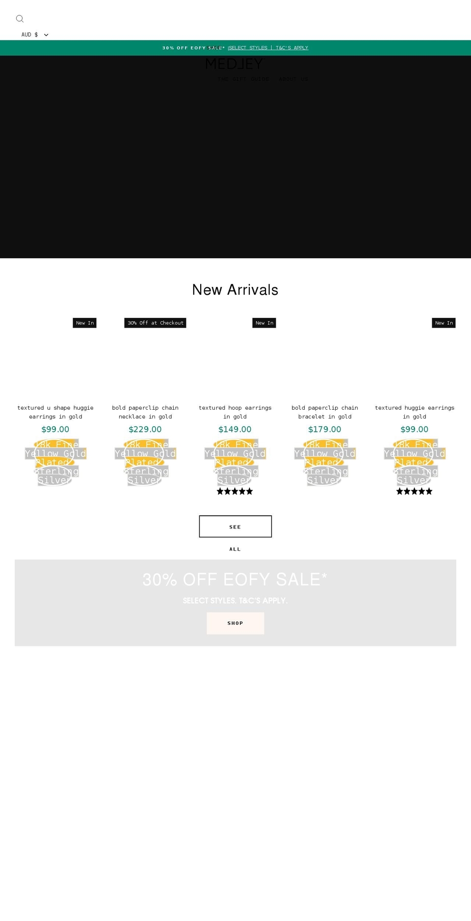 medleyjewellery.com.au shopify website screenshot