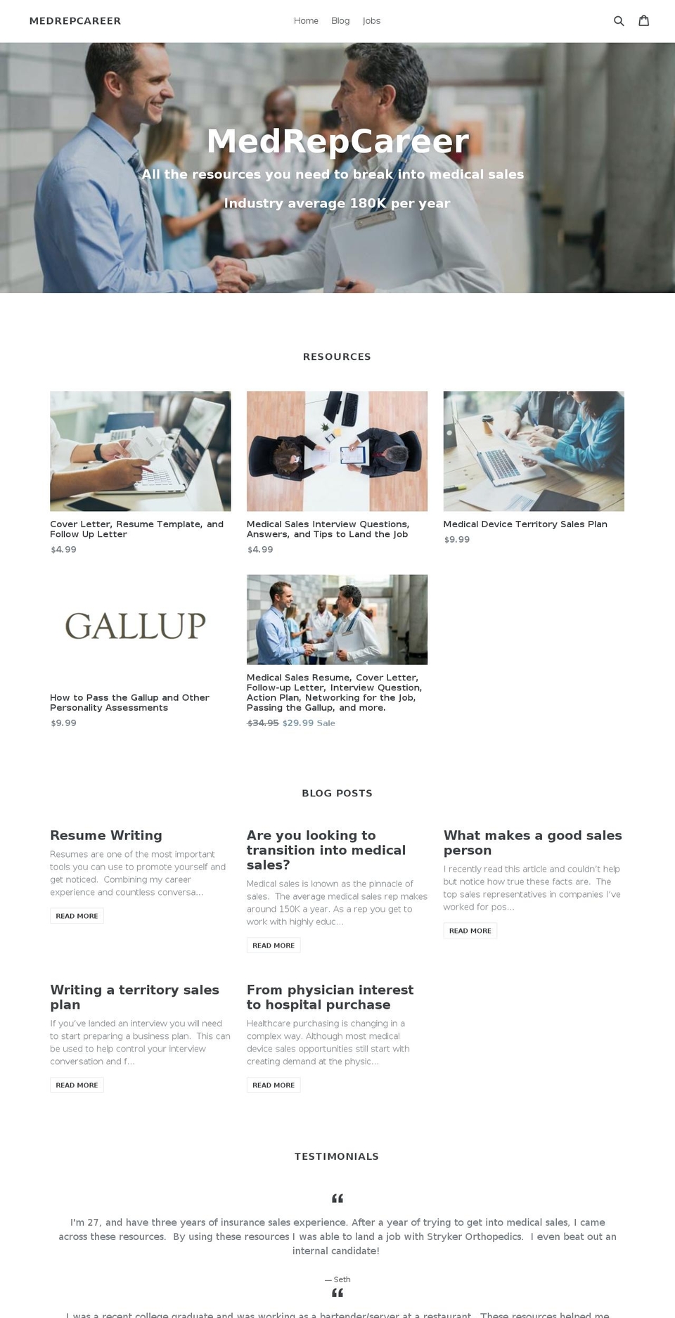 medrepcareer.com — Shopify storefront screenshot