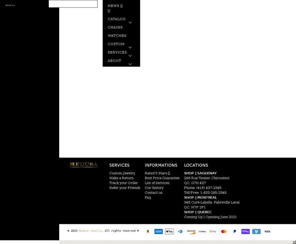 medusajewelry.com shopify website screenshot