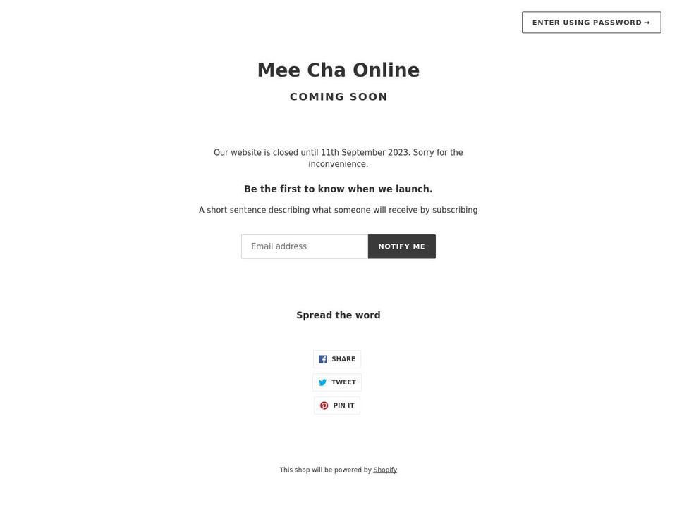 mee-cha.com shopify website screenshot